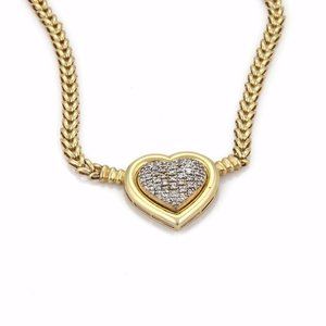 1.00ct Diamond 14k YGold Heart Pendant Necklace